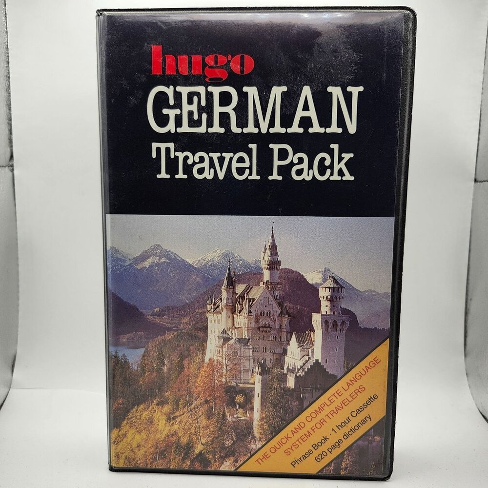 Hugo German Travel Pack With Phrase Book Dictionary Language Cassette Tape Set